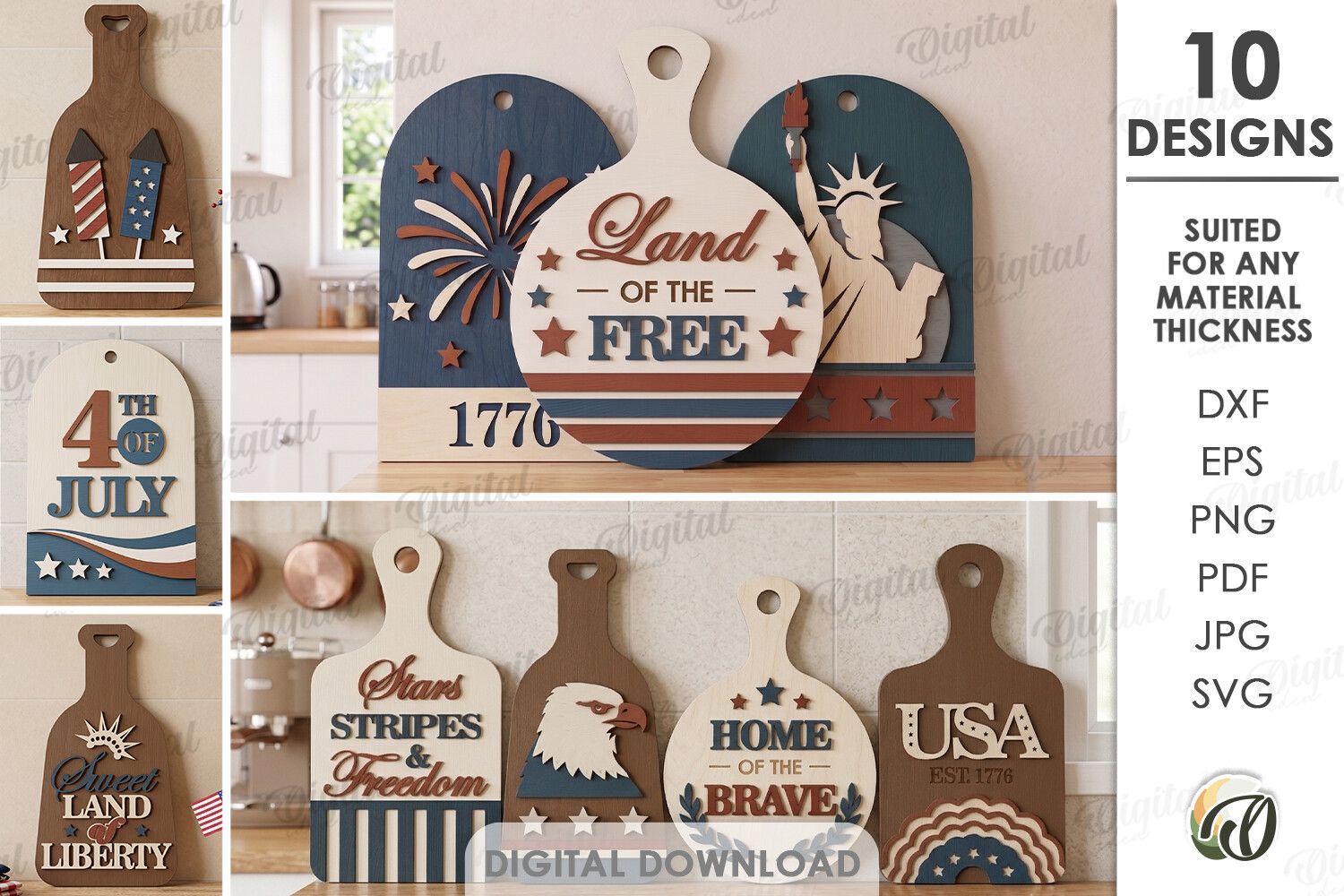 4th of July Cutting Boards Bundle Laser