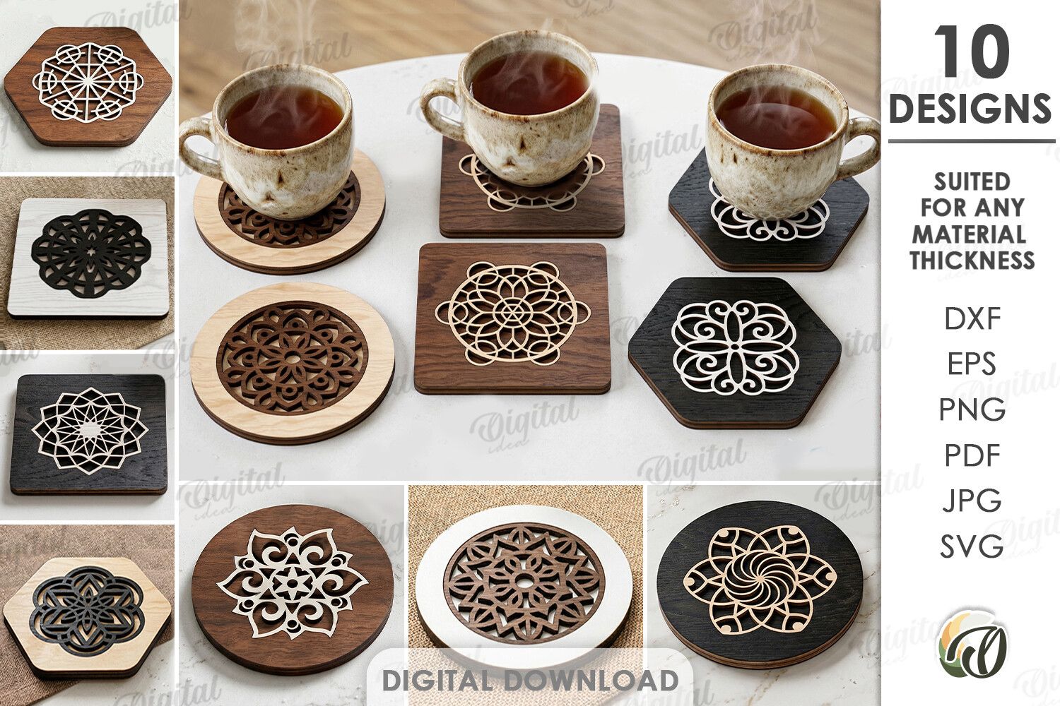 3D Mandala Coasters Laser Cut Bundle