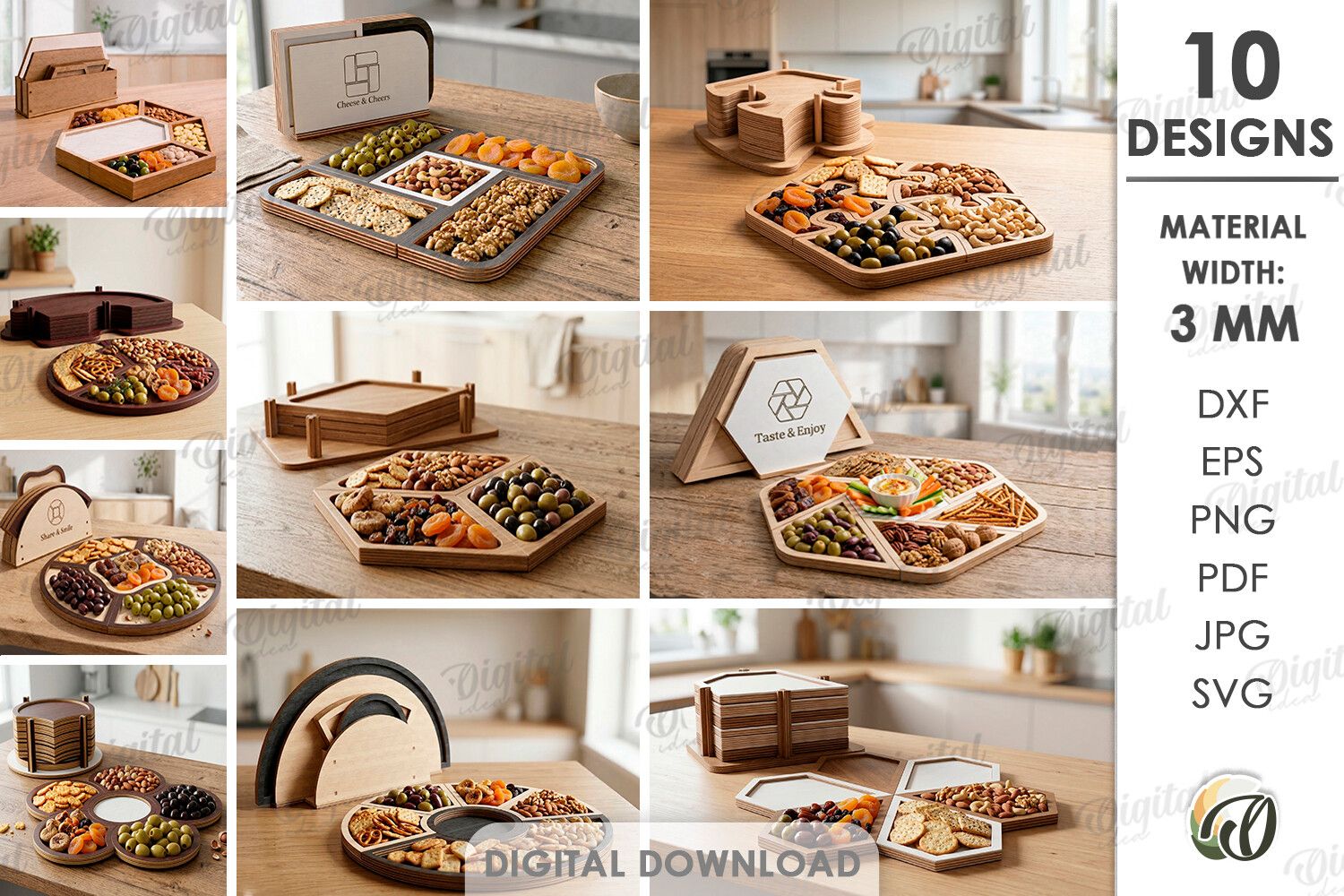 Stack Serving Trays Bundle Laser Cut
